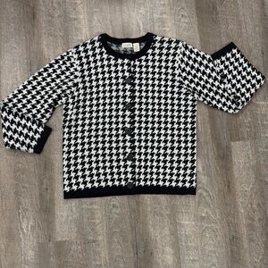 Vintage Nerd Granny Cottagecore Cozy Houndstooth Sweater Sz Large